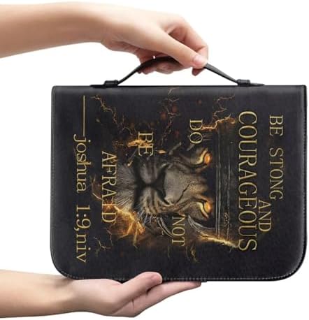 Tiger Flaming Cross Print Bible Cover for Women Men with Top Handle Portable Bible Carrying Case Church Bag with Multiple Pockets, Large Capacity Case Holiday Gifts for Christians by Glomenade