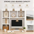 White Desk Hutch Dorm, Desktop Bookshelf with 5 Shelves - Image 5
