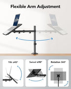 HUANUO Laptop Desk Mount - 17' to 32' Monitor Arm - Image 5