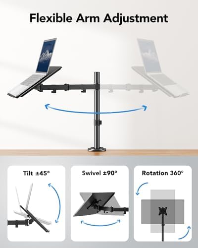 HUANUO Laptop Desk Mount - 17' to 32' Monitor Arm - Image 5