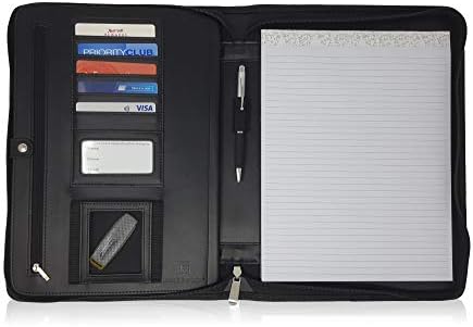 Matt Black Zippered Portfolio Binder - PU Leather Business Portfolio Organizer - Padfolio for Men & Women with US Letter Notepad, 10.5 Inch Tablet Pocket & Gift Box by Lautus Designs - Image 6