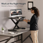 FLEXISPOT 32" Standing Desk Converter, Space-Saving Desktop Riser for Home Office, Sit Stand Computer Workstation for Laptop & Dual Monitor Setup, Black - Image 5