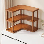 Desktop Storage Rack Three Tier Bamboo Corner Desk Organizer L Shaped Easy to Assemble for Wall - Image 5