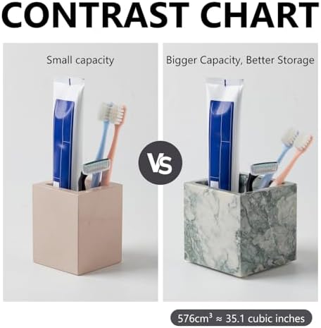 Real Luxurious Natural Marble Toothbrush Holder & Makeup Brush Organizer - Image 3