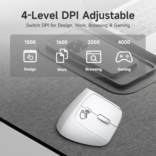 SANWA Wireless Ergonomic Mouse for Large Hands with Wrist Rest, White - Image 5