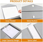HUA JIE 6 Pack A4 Storage File Boxes Plastic Archives Cases with Clip,Grey - Image 3