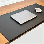 PU Leather Large Desk Pad with Stitched Edge, Waterproof Office Laptop Mouse Mat, Edge Protector Desk Accessories, Edge-Locked Non-Slip Writing Table Blotter (Black,39.4"x19.7") by Unknown