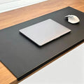 PU Leather Large Desk Pad with Stitched Edge, Waterproof Office Laptop Mouse Mat, Edge Protector Desk Accessories, Edge-Locked Non-Slip Writing Table Blotter (Black,39.4"x23.6") by Unknown