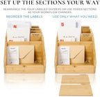 Bamboo Mail Organizer, 5-Section Countertop Mail Holder - Image 5