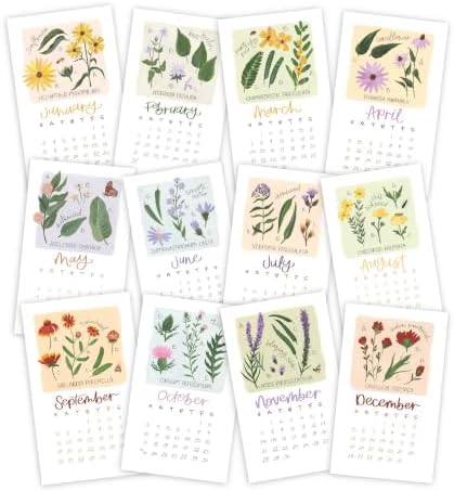 1Canoe2 2027 Mini Desk Calendar, Standing Desktop Calendar, Wildflowers - Image 2