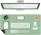 4-in-1 Large Gaming Mouse Pad, Keyboard Wrist Rest Pad & Wrist Support Mousepad Set, Extended Desk Pad Waterproof Desk Mat Protector for Home Office Decor Study Game 35.4×15.7 Inches I Sage Green by NXZGO