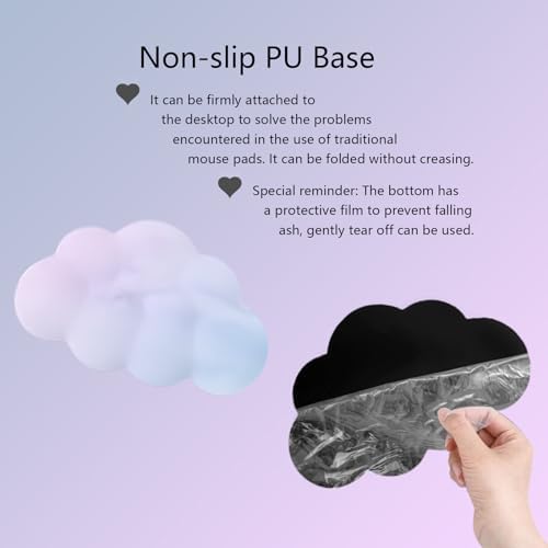 Cloud Mouse Pad and Keyboard Wrist Rest 4PCS Extended Large Desk Mat Pad Set Memory Foam Non-Slip Ergonomic Gaming Mouse Pad Wrist Support for Computer Laptop Home Office Cute Pink Blue Sky - Image 5