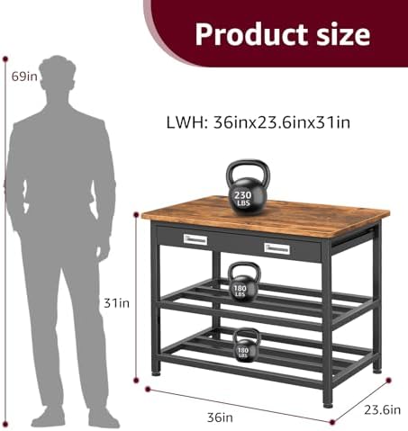 Heavy Duty 3D Printer Stand with Storage, 3D Printer Table with Metal Drawer,Sturdy 3-Tier Metal 3 D Printing Desk for 3 D Printers,Brown - Image 6