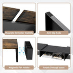 AUPSEN Dual Monitor Stand Riser with 2 Pen Holders, Desk Organizer, Brown - Image 6