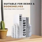 Natural Marble Book Ends - Heavy Duty Bookends for Shelves - Aesthetic Layered Arch Design Stone Book Holders, Modern Office Bookshelf Stopper Decor for Books/CDs (Volakas) - Image 7