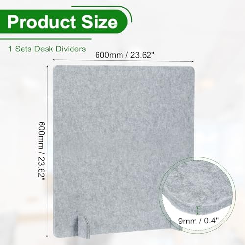 PATIKIL Desk Dividers 24" x 24", 1 Pack Desk Privacy Panel Freestanding Noise Reducing Partition Acoustic Panel with 4Pcs Support Feet for Testing Office Home Library, Cement Gray Style C - Image 2