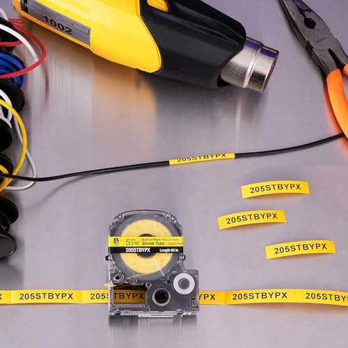 LABELWORKS Epson 205STBYPX Heat Shrink Tube - Black on Yellow - 5mm - Image 4