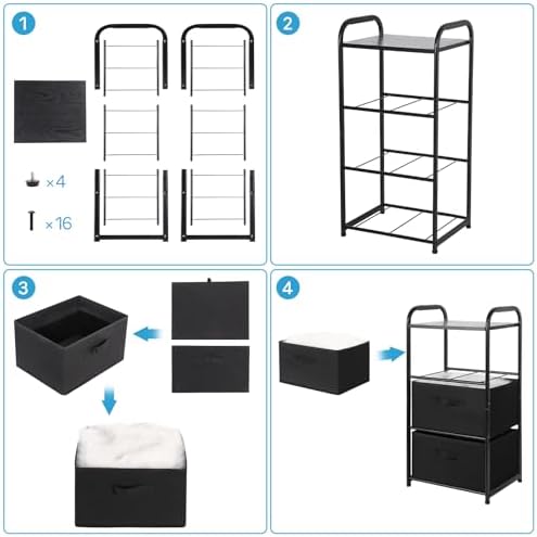 MAX Houser Dresser Storage with 3 Fabric Drawers, Black - Image 6