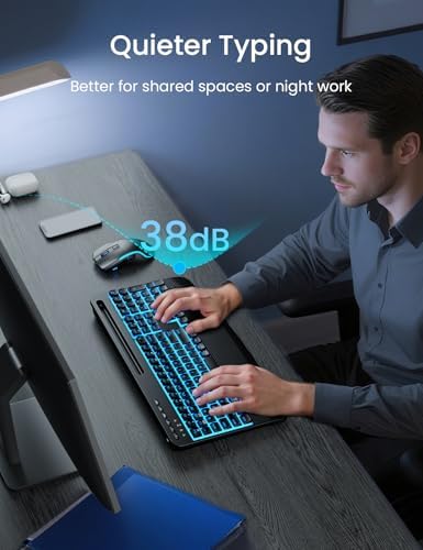 SABLUTE Wireless Backlit Keyboard and Mouse Combo, Rechargeable Quiet - Image 5