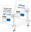 2-Pack 16x12 Clamp-On Whiteboards, Double Sided Magnetic Dry Erase Boards by KOKSRY