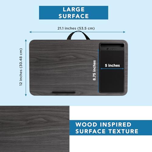 LAPGEAR Home Office Lap Desk – Gray Woodgrain, Fits 15.6” Laptops - Image 5