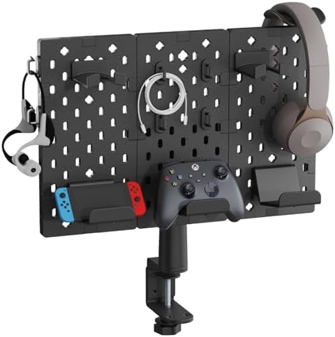 PEGZONE Headphone Controller Holder, Gaming Organizer for Desk, 3Pcs, Black by Pegzone