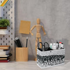PU Leather Multi-Compartment Pen Holder Desktop Organizer Pencil Cup Storage Caddy for Office Home Supplies Hand Drawn Vintage Label with Mountains Forest And Lettering - Image 6