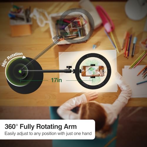 elitehood Overhead Phone Mount with Ring Light, Overhead Tripod for iPhone - Image 6