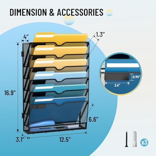 SUPEASY 7-Tier Hanging Wall File Organizer with Hooks, 2 Pack - Image 3