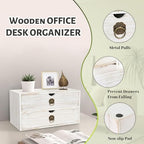 Wood Desk Organizer, White Wooden Desktop Organizer with Drawer, Tabletop Storage Organization Box for Countertop, Home Office Supplies, Bills (2 Drawer) - Image 5