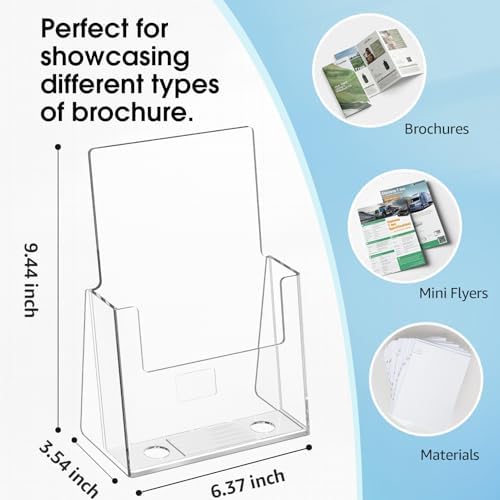MaxGear Acrylic Brochure Holder, 6 x 9 Inch Countertop Display, 6 Pack - Image 2
