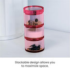OfficeGoods 3-Tier Stackable Acrylic Holder, Pink with Silver Metal Base - Image 4