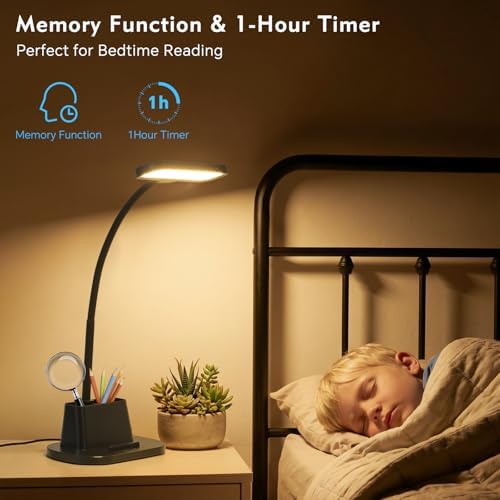 BOHON Desk Lamp for Home Office Desk Light with USB-C Charging Port Black - Image 5