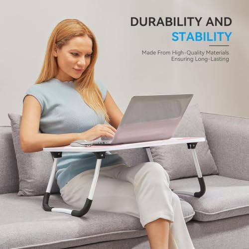 BUYIFY 23" Foldable Lap Desk for Laptop Writing w/Cup Holder Blue - Image 3
