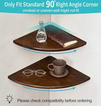 Corner Shelves, Floating Corner Shelf, Set of 2 7inch Solid Oak Wood Corner Wall Shelves, Round End with Wire Hole for Small Plant for Bedroom Kitchen, Living Room - Image 3