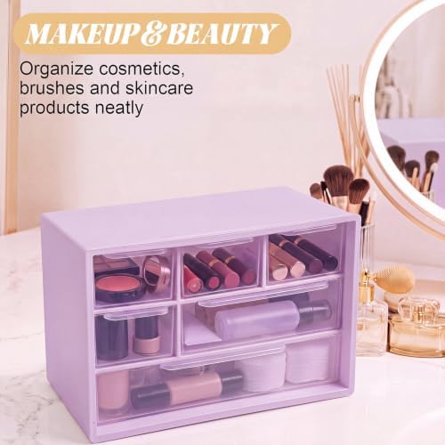 Briwooody 6 Pack Small Drawer Organizer Stackable Desktop Storage, Purple - Image 5