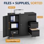 3 Drawer File Cabinet, Office Rolling Filing Cabinet, Printer Stand - Image 4