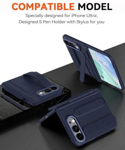 for iPhone Ultra Case with Pen Holder & Stylus & Finger Strap Blue - Image 2