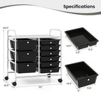 Giantex 9 Drawers Rolling Cart, Classroom Organizers, Storage Cart with Wheels, for Teacher Office Home School Supplies Tool Craft Art Paper, Black - Image 3