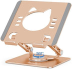 Aoviho Tablet Stand 360° Rotating Aluminum Holder, Adjustable, Portable and Foldable Monitors Stand for iPads, Compatible with 4-12.9" Tablets, Golden by Aoviho
