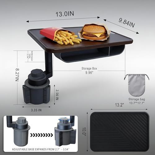 Car Desk for Laptop, Rotating Car Table Tray for Cup Holder - Image 2