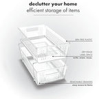 madesmart 2 Tier Organizer, Multi-Purpose Slide-Out Storage Baskets with Handles, Pack of 2, Plastic, Clear - Image 2