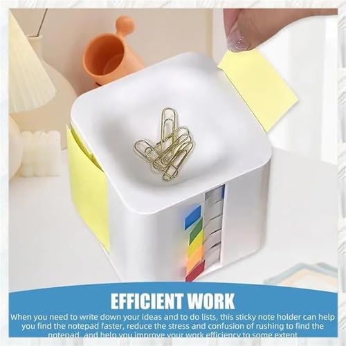 5-in-1 Cube Sticky Note Holder Dispenser with Notes Tabs Roll for Desk Organization - Image 4