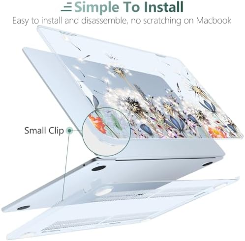 DONGKE for MacBook Air 13 Inch Case M5 2026 M4 2025 M3 M2 2024-2022 A3449 A3240 A3113 A2681, Plastic Hard Shell & Keyboard Cover & Screen Film for MacBook Air 13.6 Inch Case - Dandelion - Image 4