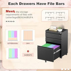 Superday Black File Cabinet 3 Drawer, Fully Assemble Metal Rolling Vertical Filing Cabinet with Wheels, Small Under Desk File Cabinets for Home Office - Image 5