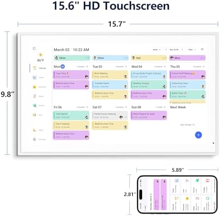 Digital Calendar, 15.6 Inch Wall Planner Electronic Calendar & Chore Chart, Smart Touchscreen Interactive Display for Family Schedules, Great for Organizing Your Routines, Wall & Desk Mountable - Image 6