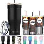 Universal Iced Coffee Sleeve - Niceyos Upgraded Double Wall Reusable Stainless Steel Holder Sleeves Insulator for Cold Drinks Fits Starbucks Dunkin Donuts McDonalds Small Medium Large Cups (Black) by NICEYOS