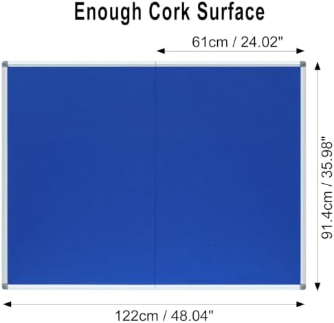 DEVELOP 48x36 Inch Large Blue Felt Bulletin Board, Wall Mounted Pin Memo Notice Cork Board with Silver Aluminium Frame for Office, Home, and Classroom, Includes 10 Push Pins - Image 4