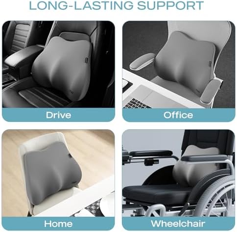 Skechers Lumbar Pillow Premium Gel & Memory Foam, Lumbar Support Pillow for Office,Chair Lower Back Pain Relief Lumbar Pillow,Ergonomic Back Support Pillow for Office Chair,Car,Home,Travel,Gray - Image 6