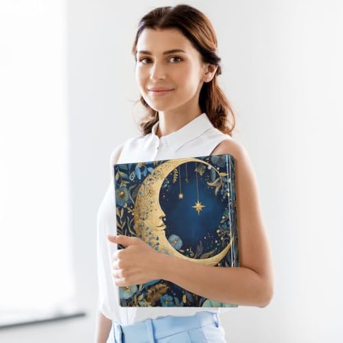 ALAZA Moon Flower Witchy 3 Ring Binder 1.5 Inch Three Ring Office Binders w/clipboard & 3 Pockets, Hold 200 Sheets, 2 pcs - Image 5